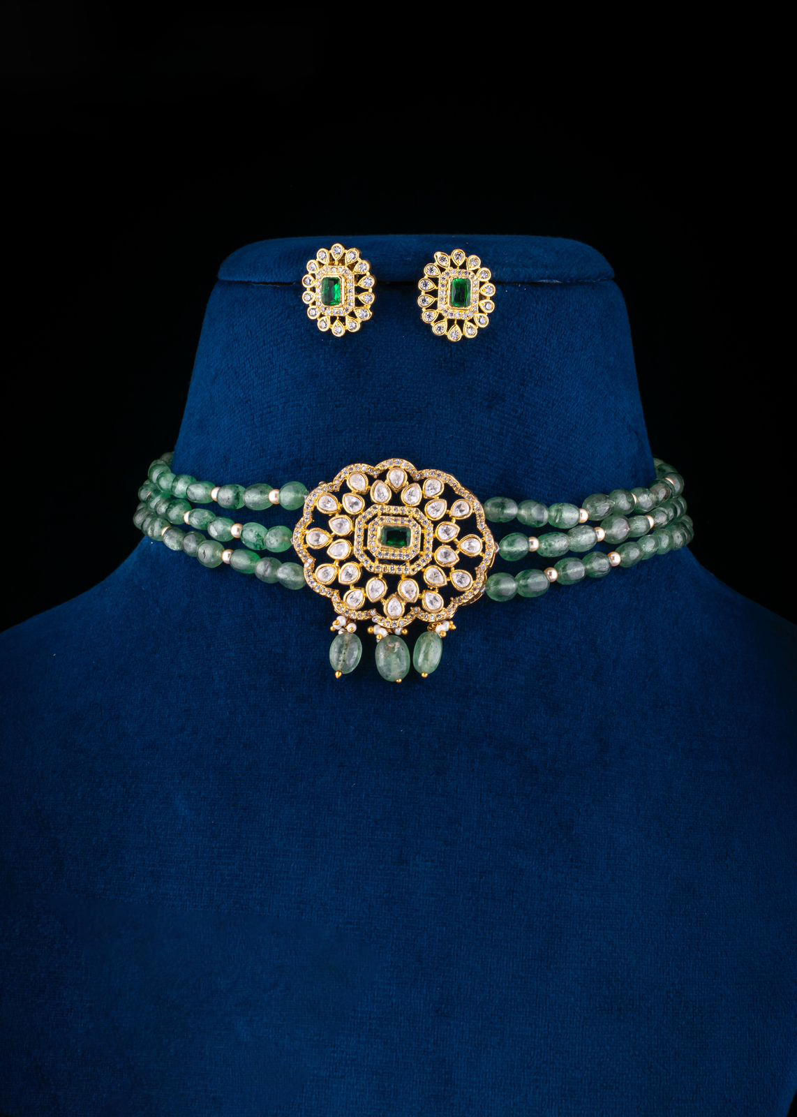 Green Rajsthani Inspired Necklace Jewelry Set, Indian Necklace Set, Jaipuri Necklace Jewelry, Bollywood Necklace Set, Pakistani Necklace Set