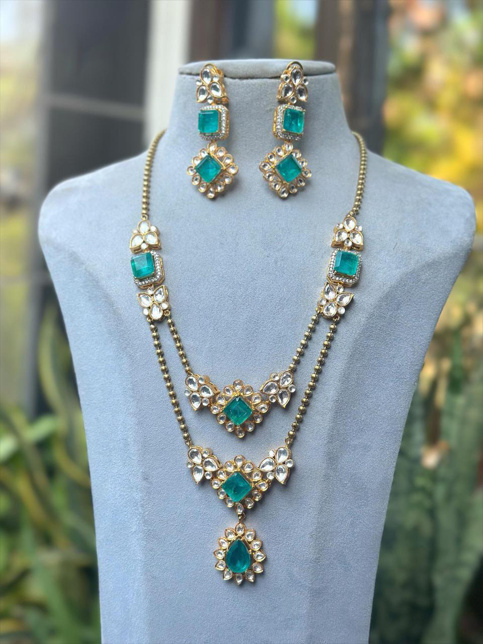 Celebrity Inspired Polki Indian Necklace Set, Bollywood Polki Necklace Set, Indian Jewelry Set, Polki Pakistani Jewelry Set, Wedding Necklace Set