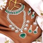 Handmade Polki Necklace Combined Choker Jewelry Set, Polki Necklace Choker Set, Green Polki Jewlry Set, Indian Necklace Combined Choker Set,