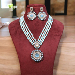 Emerald Green Multi Layer Polki Necklace Set, Green Polki Jewelry, Indian Polki Jewelry Set, Pakistani Necklace Set, Bollywood Necklace Set