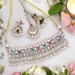 Celebrity layer Stone Beaded Choker Set, Indian Layer Choker Jewelry Set, Bollywood Designed Choker Set, Wedding Choker Set, Pakistani Jewelry