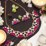 Ethnic Pakistani Bridal Polki Choker Earrings Set, Bollywood Polki Choker, Indain Wedding Polki Choker, Wedding Polki Jewelry Set