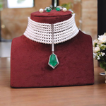 Shilpa Shetty Motif Beaded Polki Choker Set, Shilpa Shetty Inspired Choker Set, Shilpa Shetty Designed Jewelry Set, Celebrity Layered Jewelry, Pakistani Polki Choker Set