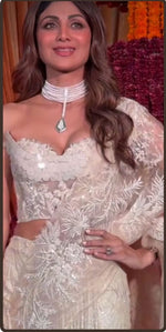 Shilpa Shetty Motif Beaded Polki Choker Set, Shilpa Shetty Inspired Choker Set, Shilpa Shetty Designed Jewelry Set, Celebrity Layered Jewelry, Pakistani Polki Choker Set