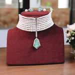 Shilpa Shetty Motif Beaded Polki Choker Set, Shilpa Shetty Inspired Choker Set, Shilpa Shetty Designed Jewelry Set, Celebrity Layered Jewelry, Pakistani Polki Choker Set