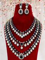 Perfect Three Layer Indian Polki Necklace Set, Pakistani Statement Polki Necklace Set, Polki Indian Jewelry, Celebrity Bridal Jewelry, Wedding Polki Necklace Set