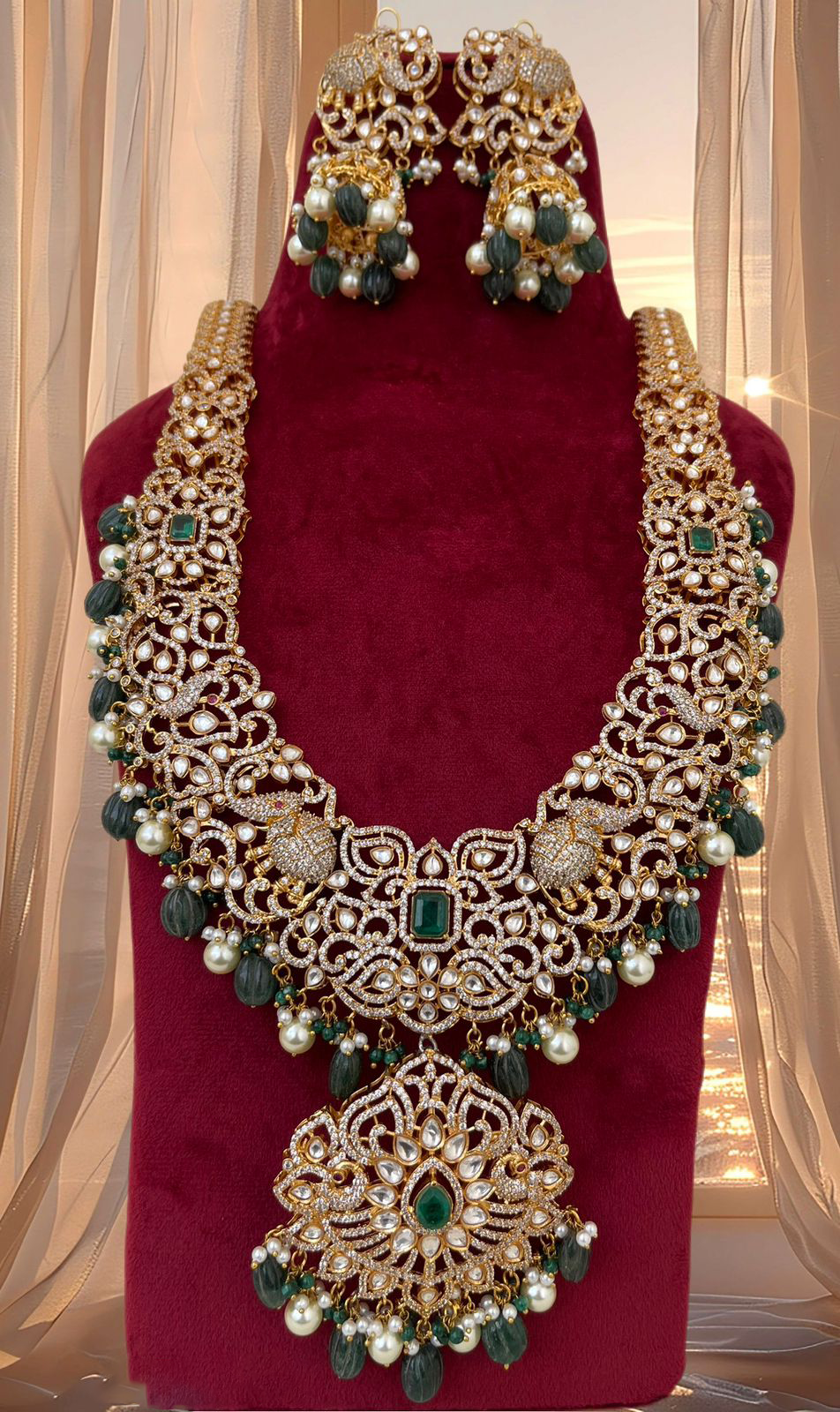 Exquisite Jaipuri Indian Wedding Polki Necklace Set, Rajsthani Traditional Polki Jewelry, Indian Polki Necklace Set, Celebrity Necklace Earrings Set