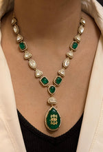 Glamorous Celebrity Statement Polki Necklace Matching Earrings, Celebrities Inspired Polki Necklace Set, Bollywood Designed Polki Jewelry Set