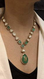 Glamorous Celebrity Statement Polki Necklace Matching Earrings, Celebrities Inspired Polki Necklace Set, Bollywood Designed Polki Jewelry Set