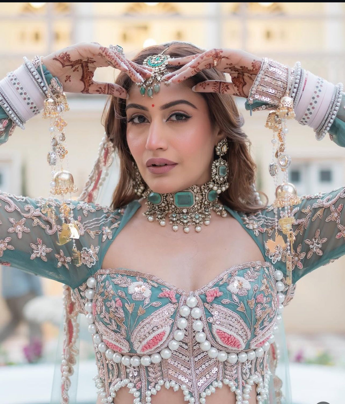 Surbhi Chandna Inspired Polki Choker Earrings Mangtika Set, Celebrity Polki Jewelry Set, Surbhi Chandna Design Jewelry Set, Surbhi Chandna Polki Indian Jewelry, Bollywood Polki Choker Set, Bridal Polki Jewelry Set