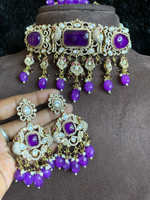 Surbhi Chandna Inspired Polki Choker Earrings Mangtika Set, Celebrity Polki Jewelry Set, Surbhi Chandna Design Jewelry Set, Surbhi Chandna Polki Indian Jewelry, Bollywood Polki Choker Set, Bridal Polki Jewelry Set