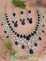 Celebrity Inspired AD Stones Necklace Earrings Maangtika Set, Bollywood Wedding Jewelry, Bollywood Necklace Set, American Diamond Necklace Set, Bollywood Jewelry Set