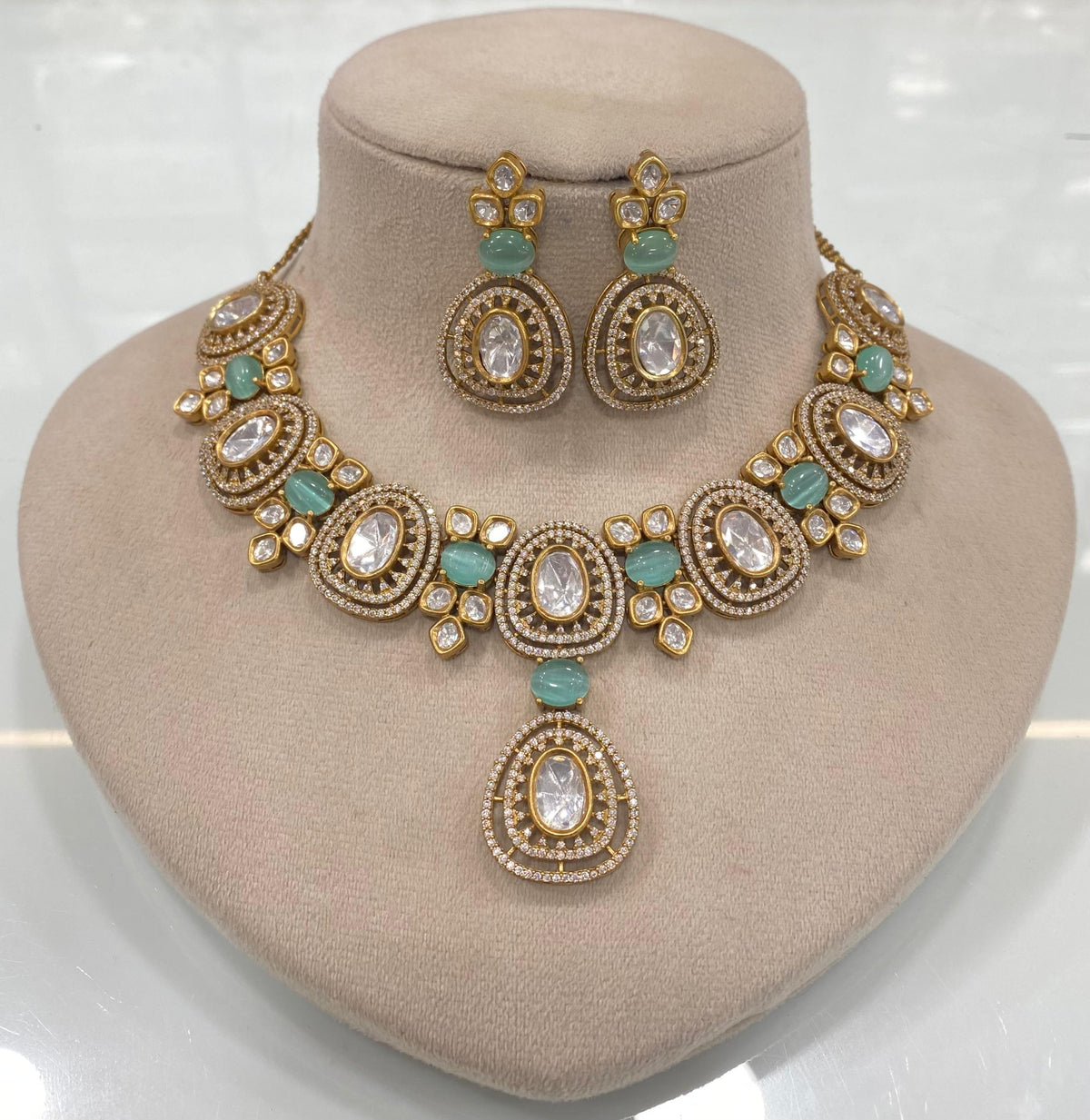 Ethnic Indian Bridal Polki Choker Earrings Set, Pakistani Traditional Polki Choker Set, Indian Polki Jewelry Set, Wedding Bridal Indian Jewelry