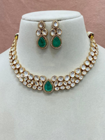 Layered Teardrop Polki Pakistani Choker Set, Layer Polki Indian Jewelry Set, Celebrity Inspired Choker Set, Floral Polki Earrings Set, Bridal Traditional Jewelry