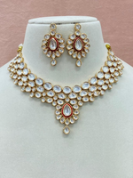 Indian Silver Floral Polki Choker Earrings Set, Floral Polki Choker Set, Wedding Polki Jewelry, Pakistani Floral Choker Earrings Set