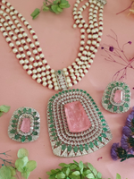Malaika Arora Inspired Polki Necklace Earrings Set, Malaika Arora Polki Jewelry Set, Bollywood Mint Polki Necklace Set, Celebrity Polki Jewelry Set, Malaika Arora Jewelry Set