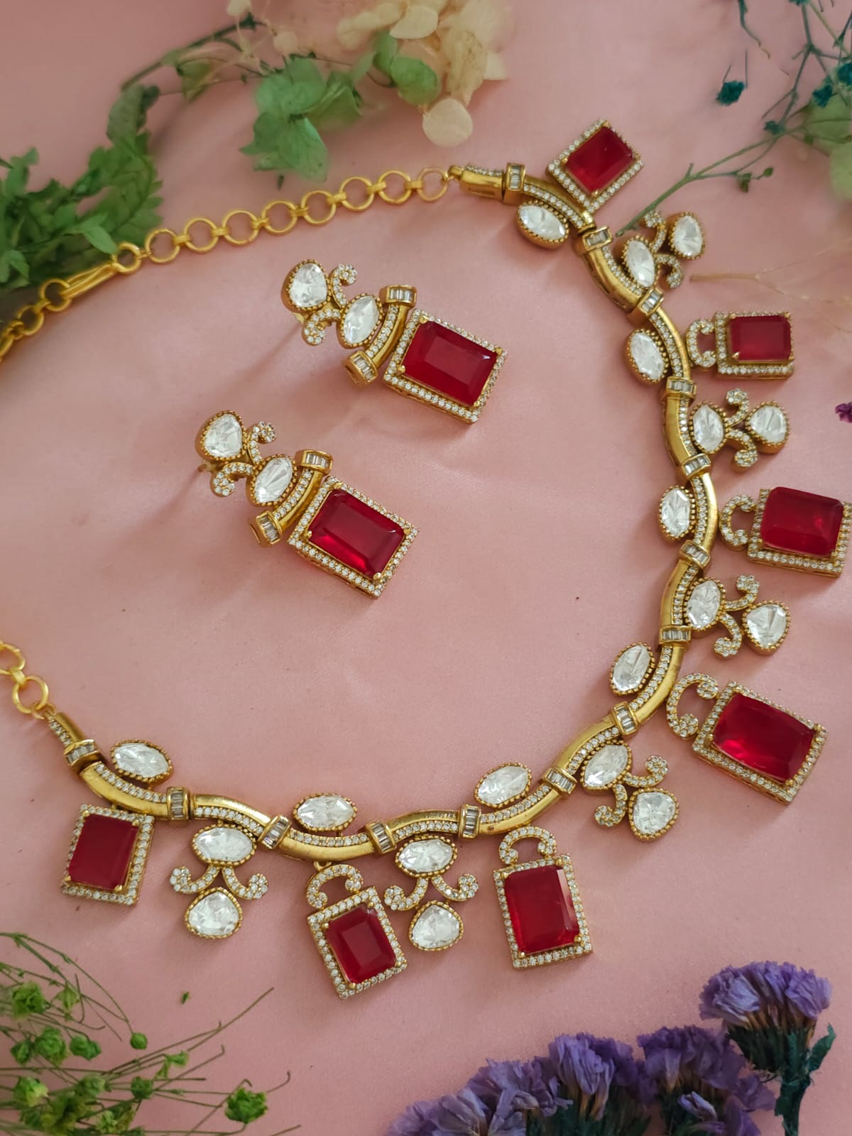 Emerald Elegance Polki Stones Indian Choker Earrings Set, Indian Polki Jewelry Set, Wedding Polki Jewelry Set, Pakistani Handmade Polki Jewelry