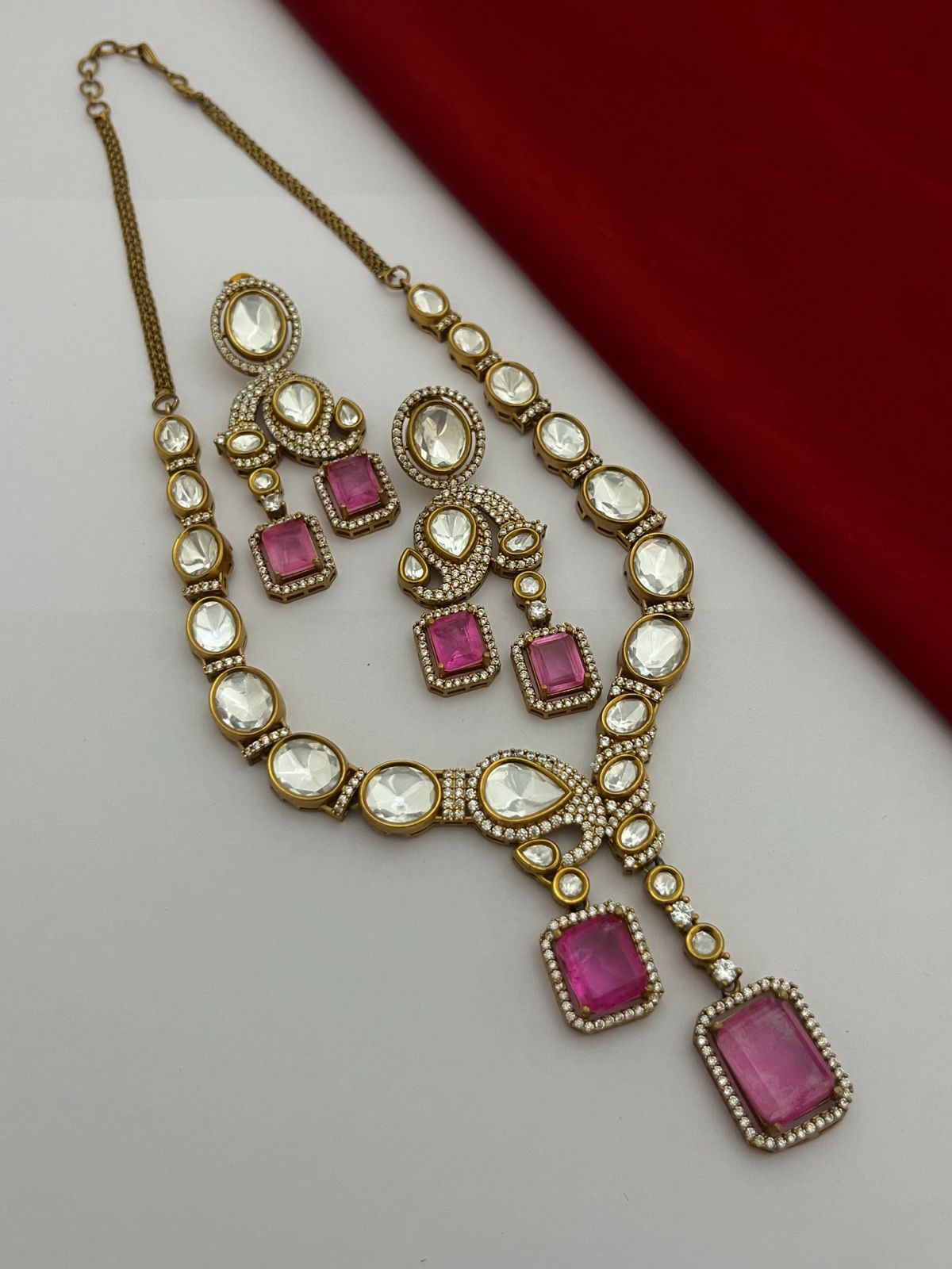 Bridal Kundan Necklace Matching Drops Earrings Set, Indian Kundan Jewelry Set, Pakistani Statement Necklace Set, Wedding Necklaca Set