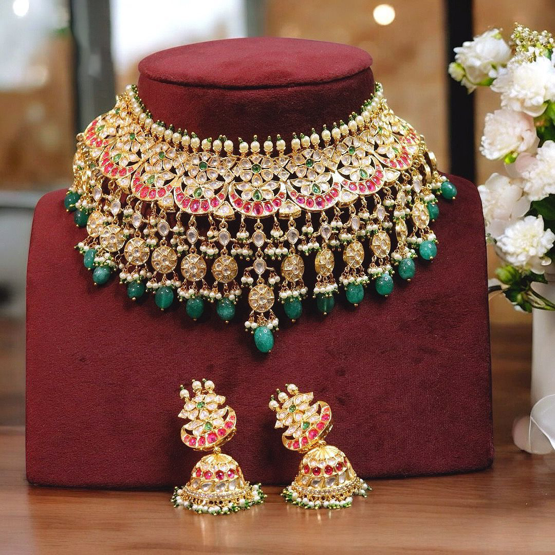 Layered Meenakari Indian Choker Jhumki Set, Meenakari Bridal Jewelry Set, Pakistani Meenakari Choker Jhumki Set, Bridal Choker Set, Indian Jewelry Set