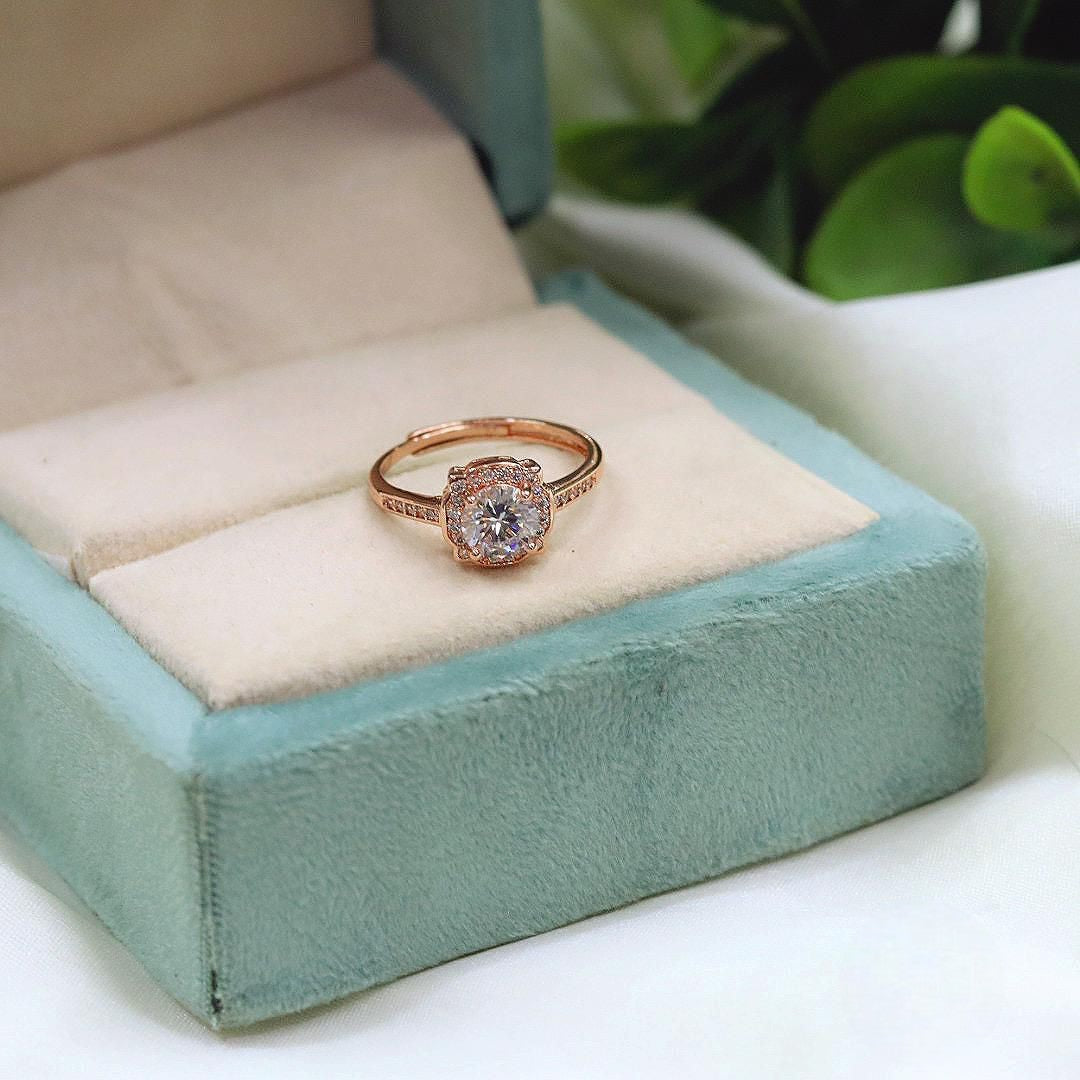 Rose Gold Cushion-Cut CZ Engagement Ring Elegant Halo Solitaire Band