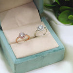 Rose Gold Cushion-Cut CZ Engagement Ring Elegant Halo Solitaire Band