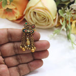 Gold-Toned Meenakari Dangle Ring | Indian Jewellery | Pearl & Ghungroo Beads Design | Premium Meenakari Indian Ring Set