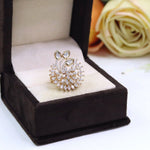 Rose Gold Floral Statement Ring with Pink Stone | Diamond-Style CZ Adjustable Finger Ring | Indian Jewellery CZ Ring Set