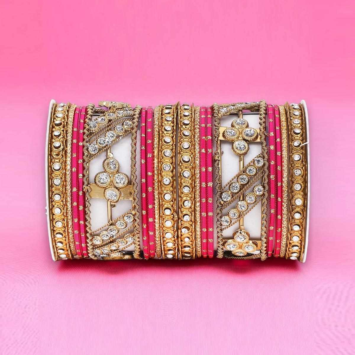 Golden Dotted & Stone Bangle Set | Traditional Party Wear Bangles