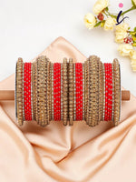 Luxurious Golden Dotted & Stone Bangle Set for Women | Elegant Bridal Wedding & Party Wear Bangles | Traditional Indian Jewellery