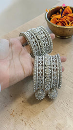 Bridal Indian Bangles & Jhumka Set | Silver Enamel and Pearl Work Jewellery | Wedding & Party Wear for Women