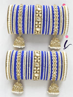 Blue & White Ethnic Alloy Pearl Bangles Set for Women | Traditional Pearl Stone Bangles | Wedding, Festive & Party Wear Jewelry