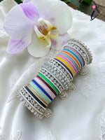 Multicolor Silk Thread Bangles Jhumka with Pearl Bridal Jewellery Set