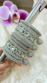 Indian Jhumki Silver Kundan Stone Jhumar Bangles Set | Bridal Bangle Set | Indian Bangles Set | Indian Jewellery