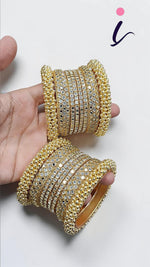 Glittering Gold Bangles Set AD Sparkling Stones Indian Wedding