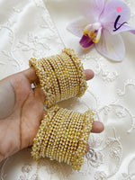 Pearl Embellished Bollywood Golden Bangles Set for Women | Luxury Traditional Bridal Bangles | Wedding, Party & Festive Wear Jewelry Collection