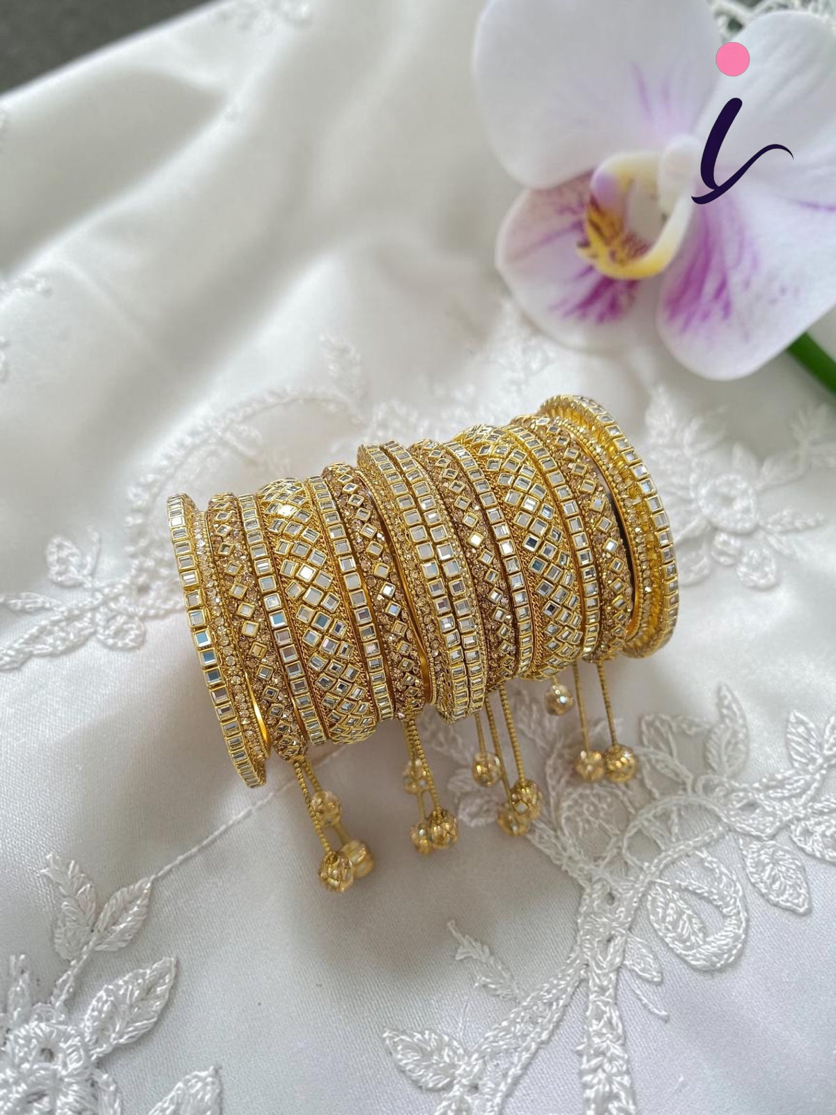 Indian Pakistani Glittering Gold Bangle Jhumka Set for Women | Bollywood Inspired Traditional Bridal Bangles | Wedding, Party & Festive Wear Jewelry Collection