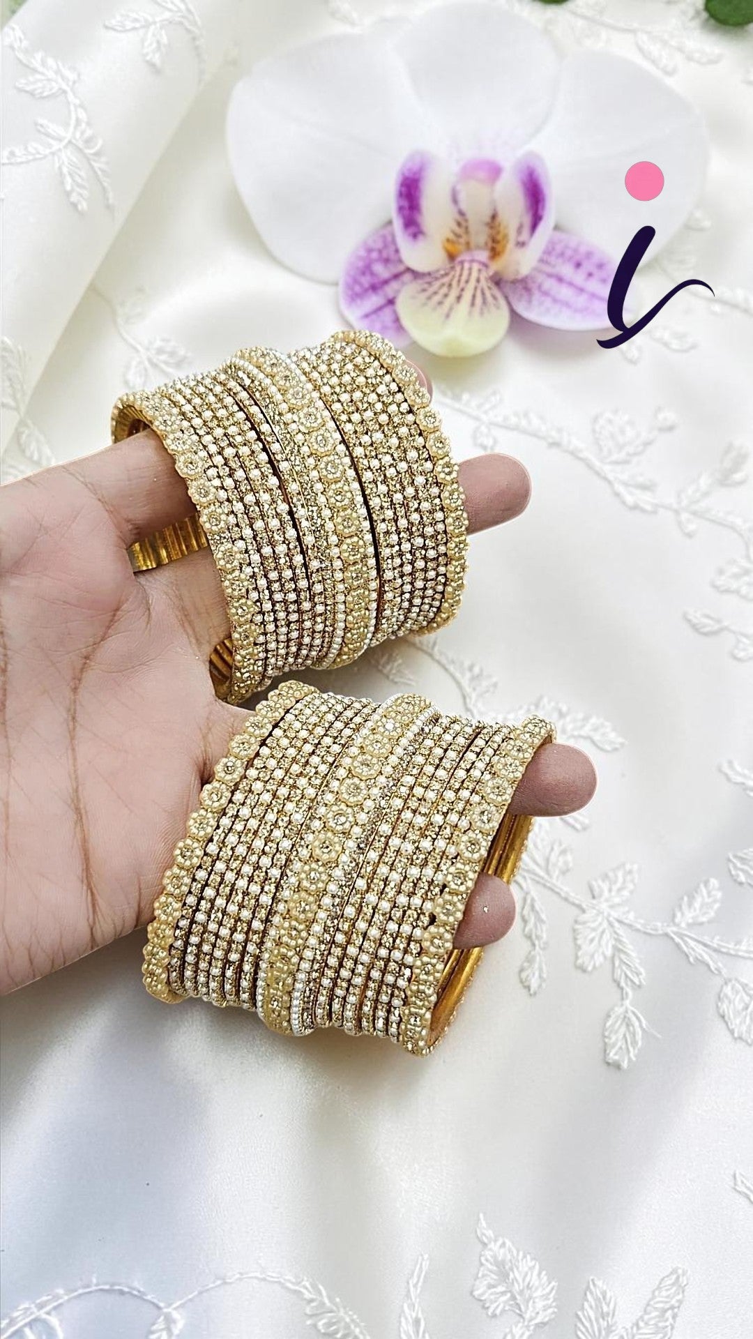Pakistani Flower Design Brass Bangle Set for Women | Gold Plated Traditional Floral Kada Bangles | Bridal Wedding & Party Wear Jewellery
