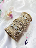 Indian Handmade Copper Kundan Stone Work Bridal Chura Set for Women | Traditional Wedding Chura Bangles | Designer Bridal Jewellery