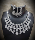 Silver-Plated Stone Necklace Set with Earrings & Maang Tikka | Indian Jewellery | Stone Jewellery | Indian Necklace Set