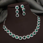 Silver-Plated Red Stone Necklace Set with Matching Earrings | Indian Jewellery | Stone Jewellery Indian Neckles Set
