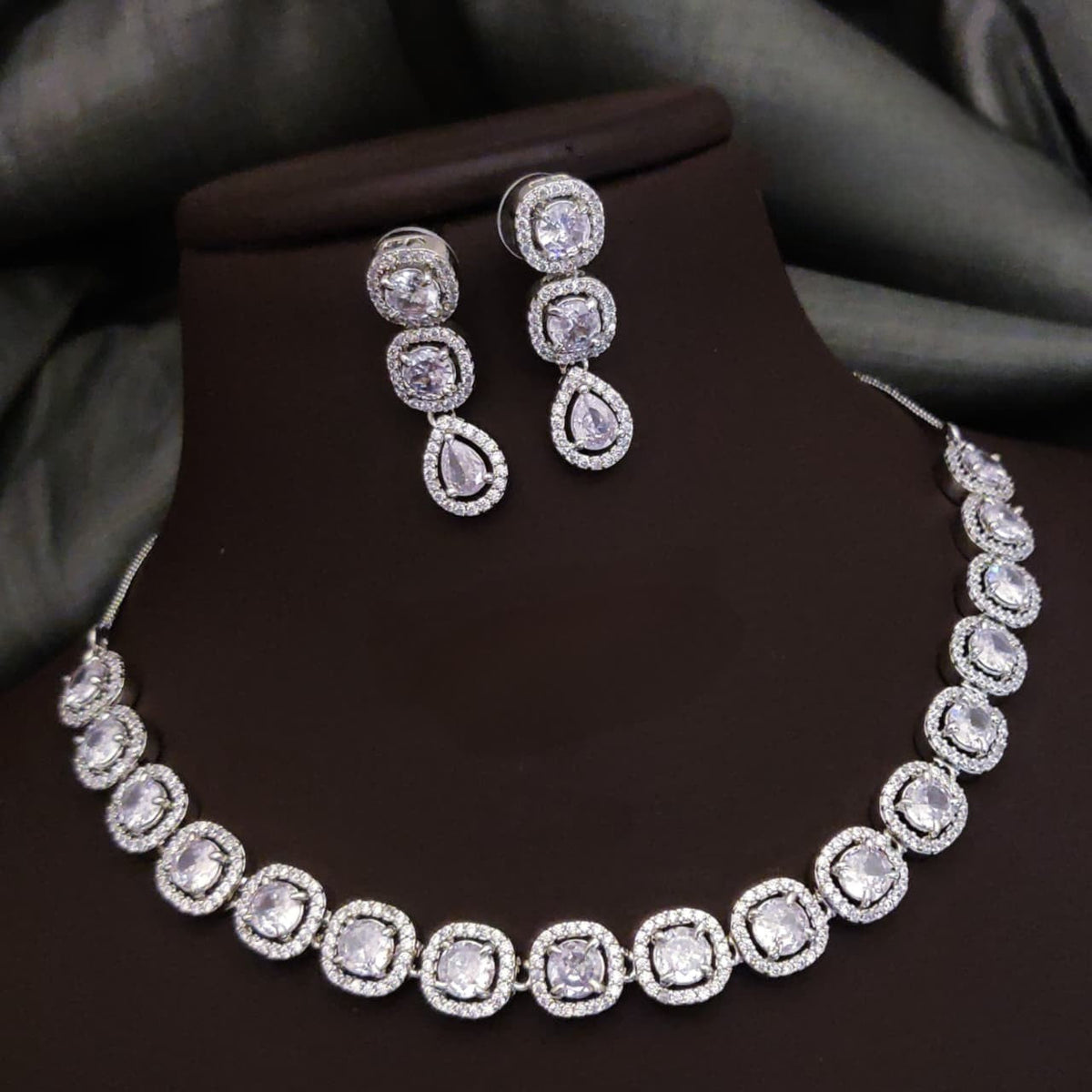 Silver-Plated Red Stone Necklace Set with Matching Earrings | Indian Jewellery | Stone Jewellery Indian Neckles Set