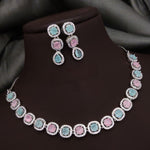 Silver-Plated Red Stone Necklace Set with Matching Earrings | Indian Jewellery | Stone Jewellery Indian Neckles Set