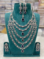 Silver-Plated Ruby Stone Bridal Necklace Set with Earrings | Indian Jewellery | Kundan Jewellery Indian Neckles Set | Indian Wedding Jewelry
