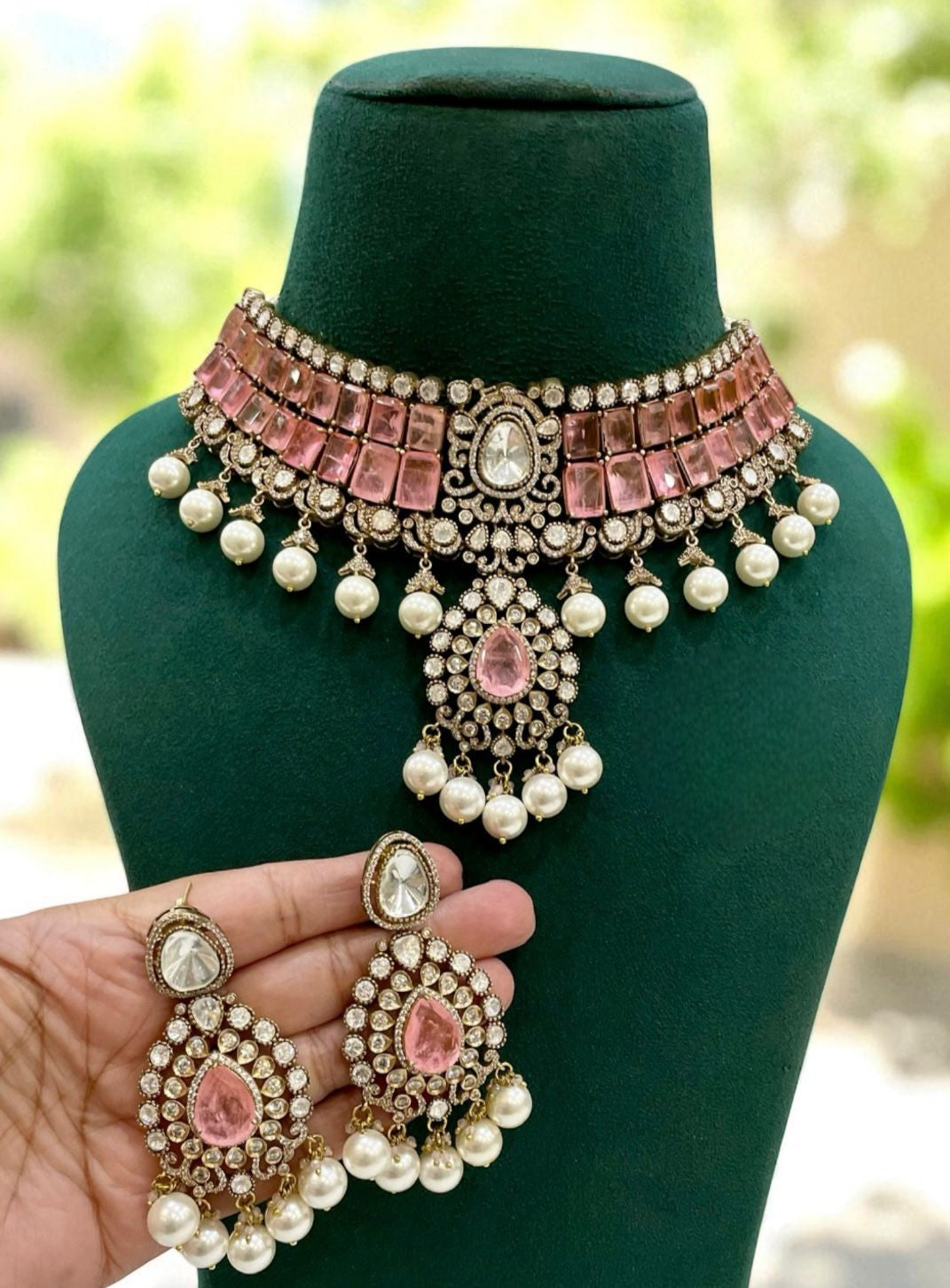 Kundan Choker Necklace Set with Pearls & Matching Earrings | Indian Jewellery | Kundan Indian Neckles Set