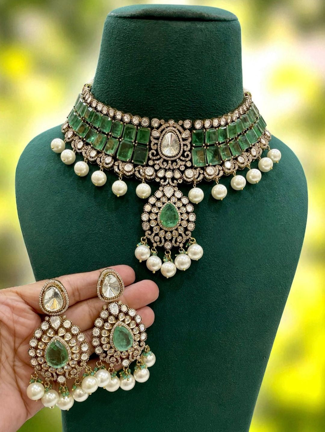 Kundan Choker Necklace Set with Pearls & Matching Earrings | Indian Jewellery | Kundan Indian Neckles Set
