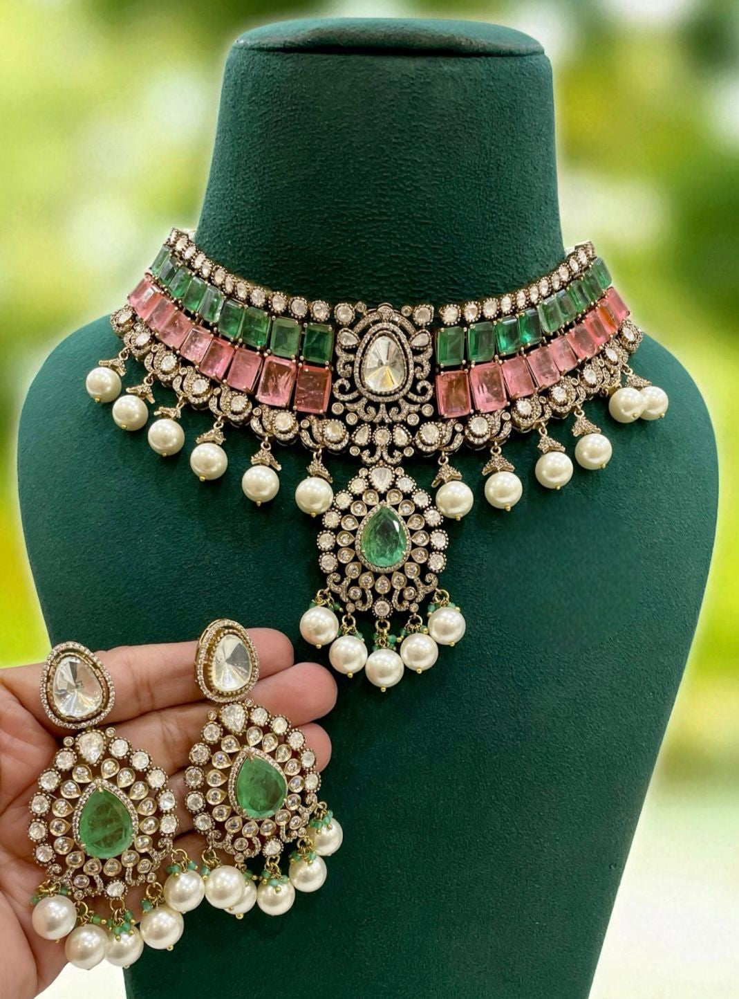 Kundan Choker Necklace Set with Pearls & Matching Earrings | Indian Jewellery | Kundan Indian Neckles Set