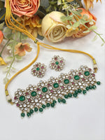 Luxury Kundan Choker Necklace Set with Matching Earrings | Indian Jewellery | Stones & Pearl Drops Jewellery Indian Neckles Set