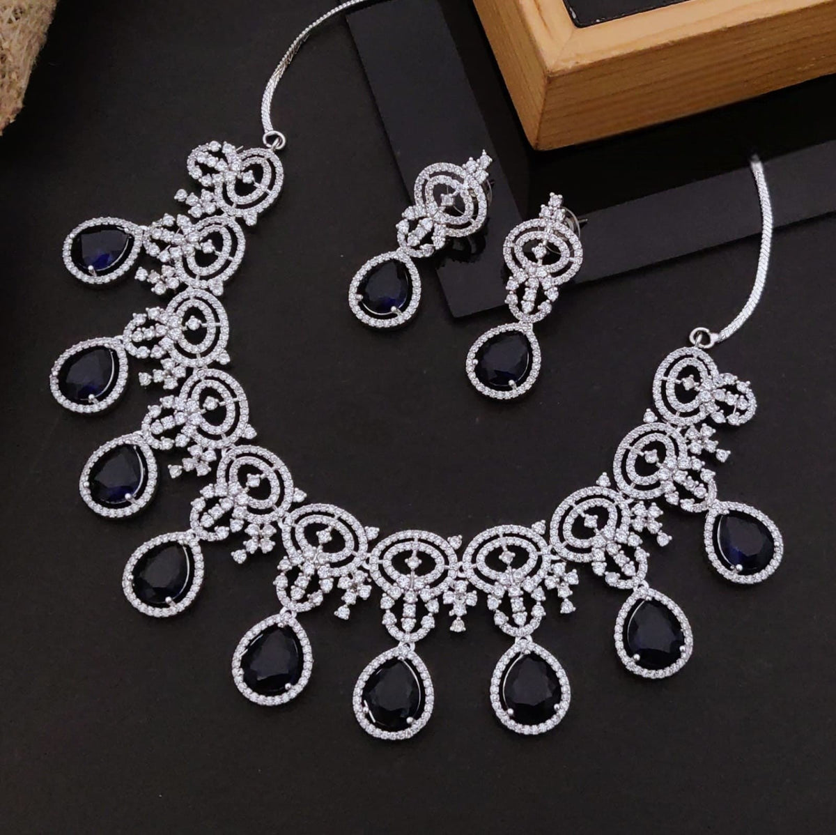 Elegant Pink Stone & CZ Diamond Necklace Set with Earrings | Bridal & Party Jewelry