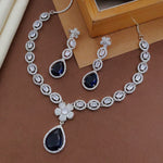 Emerald-Cut Stone Necklace Set with Earrings | Indian Jewellery | Premium CZ Diamond Jewellery Indian Neckles Set