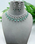 Stone Necklace & Earrings Set | Indian Jewellery | Elegant Crystals Jewellery Indian Neckles Set for
